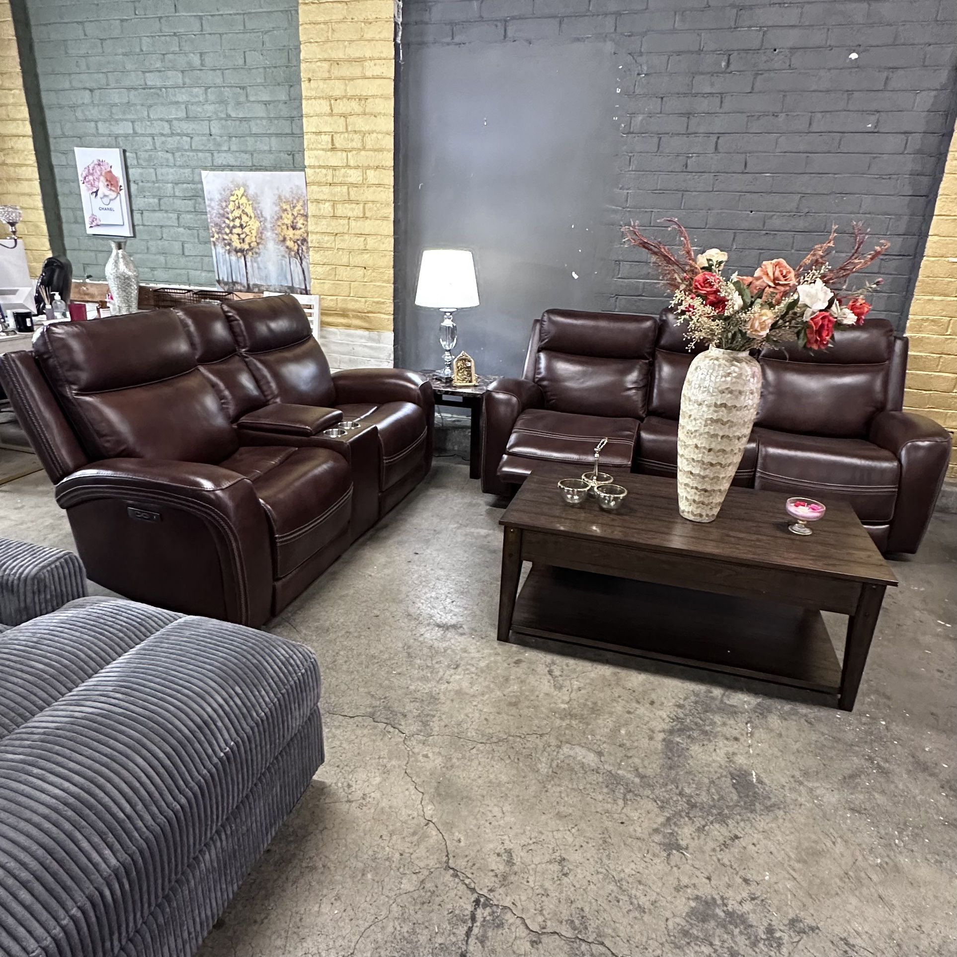 Imported Italian Leather Brand New Luxury Motion Living Room Set
