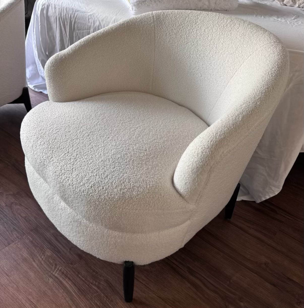 White Boucle Fabric Chairs