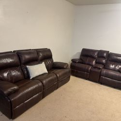 Leather Reclining Couch And Loveseat 