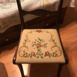 Beautiful antique chair with needlepoint seat