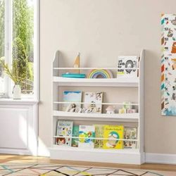 New in Box White 3-Tier Wall-Mounted Kids Bookshelf (Model SS21-UTX-K14W)