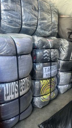 T-shirt, Sweater and denim bales