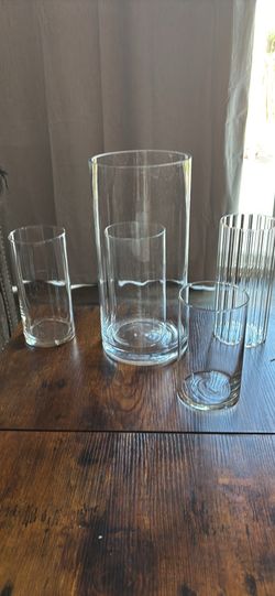 15 Clear Glass Wedding Centerpiece Vases – Mixed Sizes – Excellent Conditi