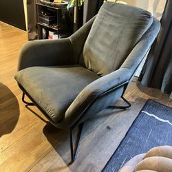 🪑 Modern dark grey Lounge Chair – Sleek Black Metal Frame – Excellent Condition