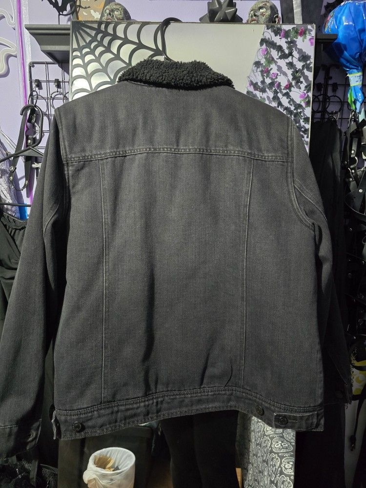 Old Navy Black Boyfriend Sherpa Lined Trucker Style Jean Jacket Women Sz XL