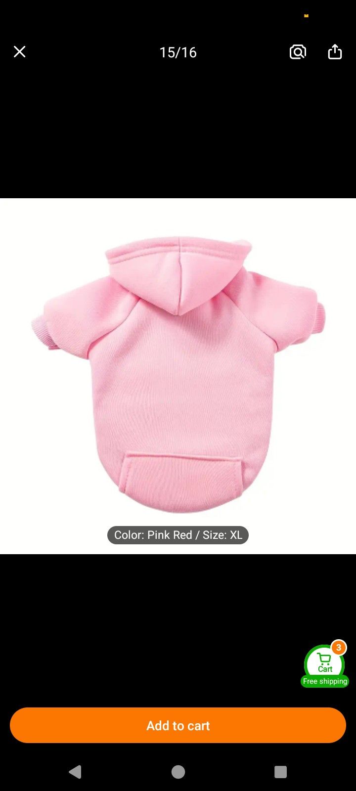 pink pet hoodie