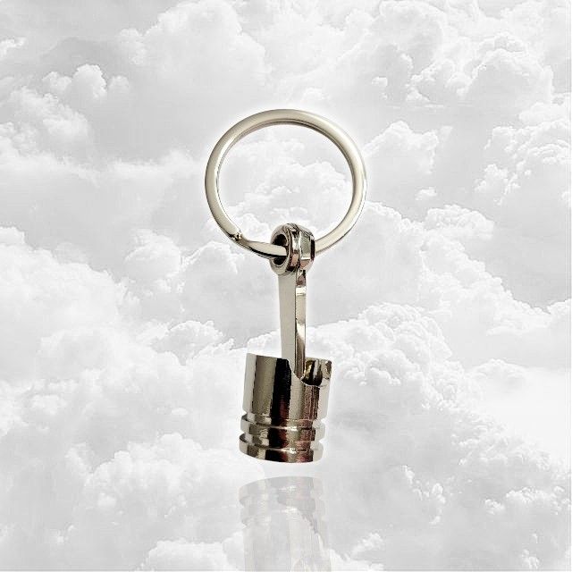 Auto Car Engine Piston Keychain Silver 1.5cm