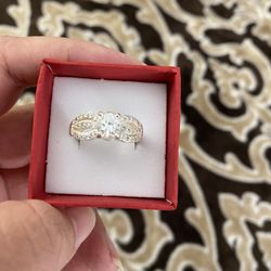 Real 925 Sterling Silver Wedding Engagement Ring Size 7