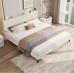 Estructura de cama, King, color beige