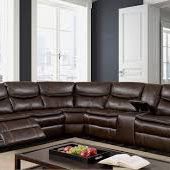 New Reclining Sectional.  Brown Breathable Leatherette.  Double Stitching.  123” X 110” X 41”H.  Free Delivery!