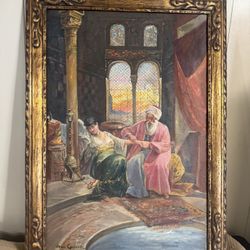 Vintage large Framed  Signed Oil Painting 
