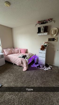 White Metal Bedframe & White Dresser&Twin Mattress