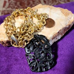 Gorgeous Black Resin Oriental Styled Pendant 