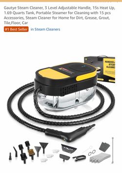 Steam Cleaner, 3 Level Adjustable Handle, 15s Heat Up, 1.69 Quarts Tank, Portable Steamer for Cleaning with 15 pcs Accessories, Steam Cleaner for Home