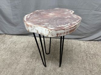 Live Edge Wood Side Table w/ Minimalist Black Legs