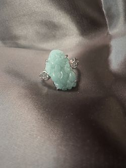 Burmese jadeite Pixiu Good Luck Ring 