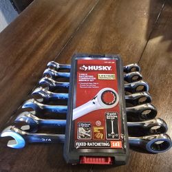 NEW Husky Ratcheting SAE Combination Wrench Set 7 Piece  1005 665 288