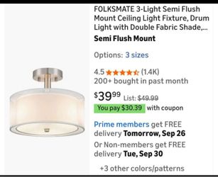 3-Light Semi Flush Mount Ceiling Light Fixture