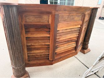 Rustic Solid Wood Home Bar with Wine Storage &  Rack – Custom Handcrafted