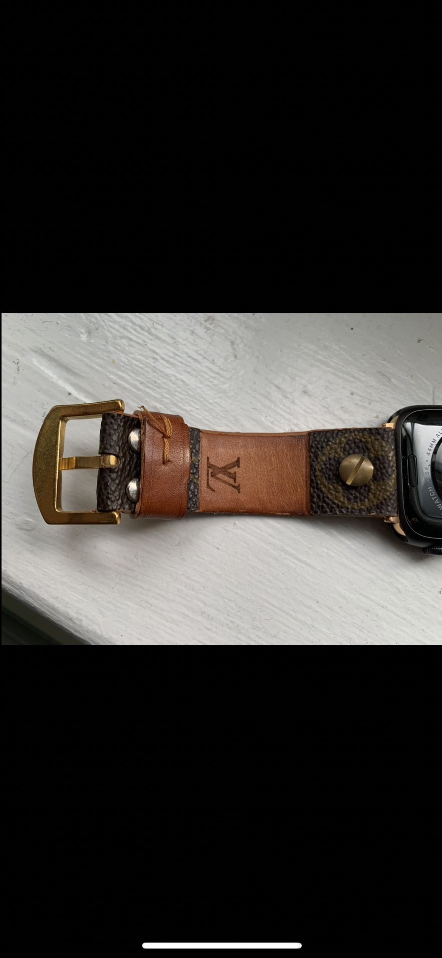 Authentic leather Louis Vuitton iPhone Apple Watch Band Only