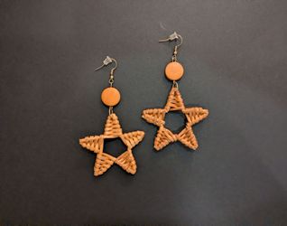 Woven Rattan Star Drop Earrings