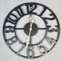 Wall Clock, 14 in Small Wall Clocks Battery Operated, Vintage Retro Mid Century Decorative Metal Clock Silent Non Ticking for Living Room Decor-Black 