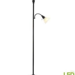 71 in. Bronze Mother Daughter Torchiere Lamp with Alabaster Glass Shade and 9.5-Watt LED Bulb Included