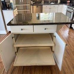 White Kitchen Cabinet Island With Granite Countertop