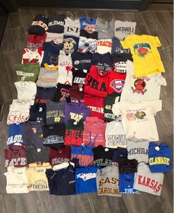 55-Piece Vintage & Modern Collegiate / Sportswear Clothing Lot