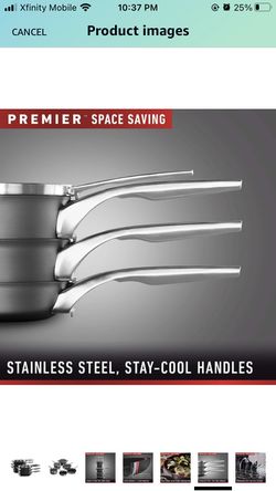 Calphalon Premier Space Saving Cookware Set 10 Pc., Stainless Steel, Household