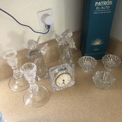Angel Crystal Set With Candle Holders 