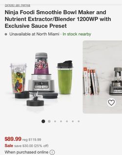 Ninja Foodi Smoothie Bowl Maker And Nutrient Extractor/blender