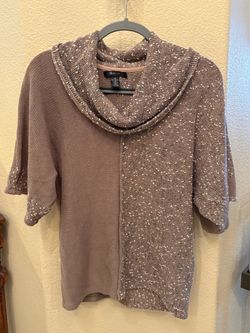Style & Co. Women Cozy Taupe Cowl Neck Short Sleeve Sweater Size XS