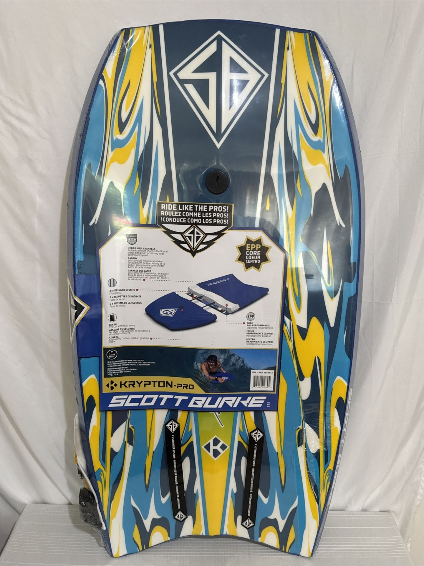 Scott Burke 42" Krypton-Pro Blue Yellow Water Sports Boogie Board NEW SEALED