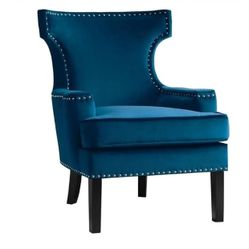 Navy Blue Accent Chair and Ottoman 