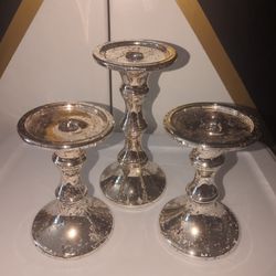 3 Mercury Glass Candle Holders