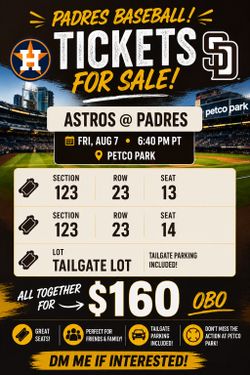 Astros vs Padres Tickets – Aug 7 Petco Park