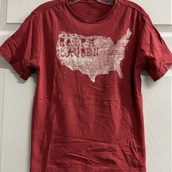Polo Ralph Lauren Red Boys U.S.A. Map T-Shirt - Size Large - GUC