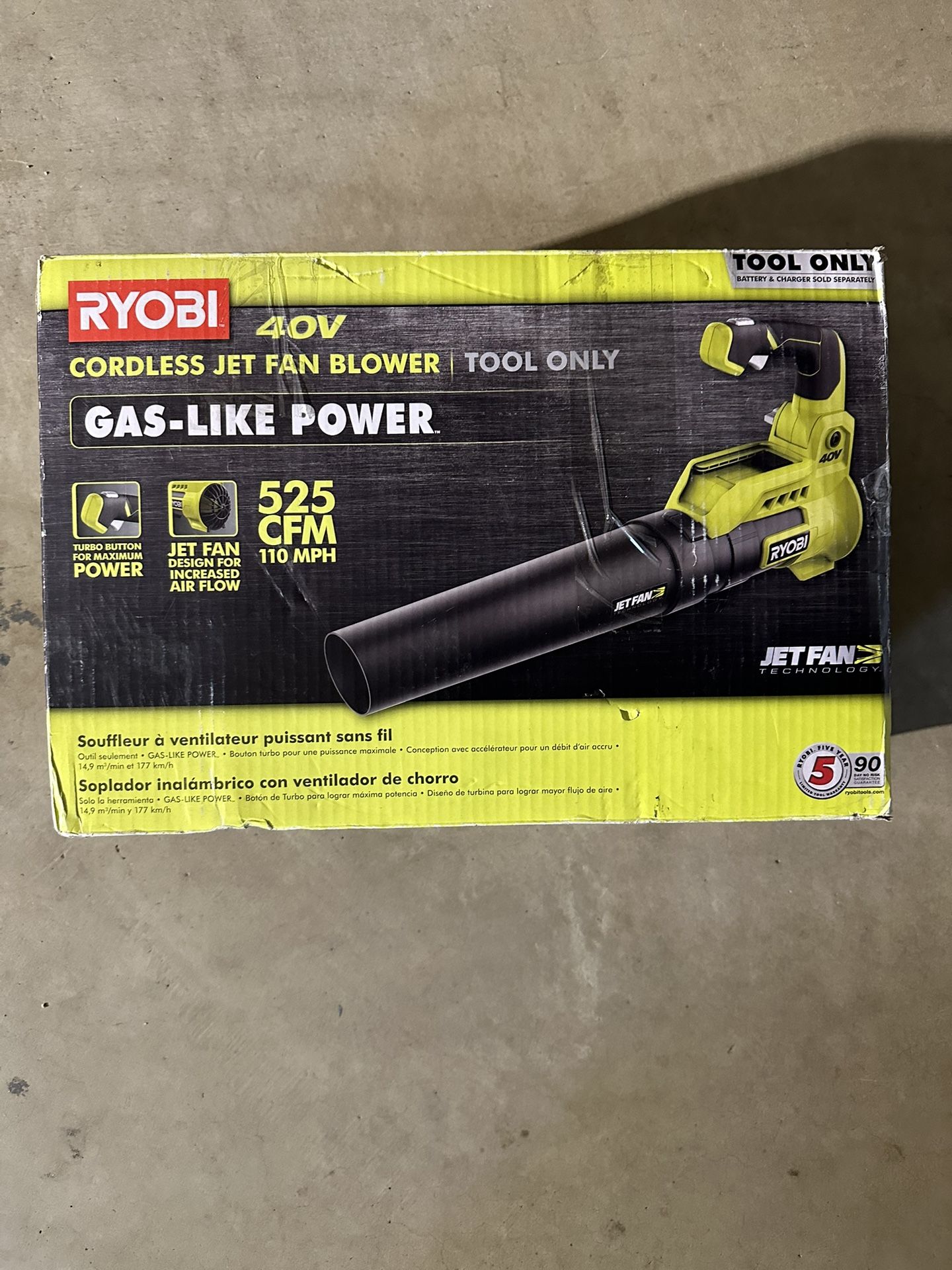 RYOBI 40V 120 MPH 525 CFM Cordless Battery Leaf Blower (Tool Only)