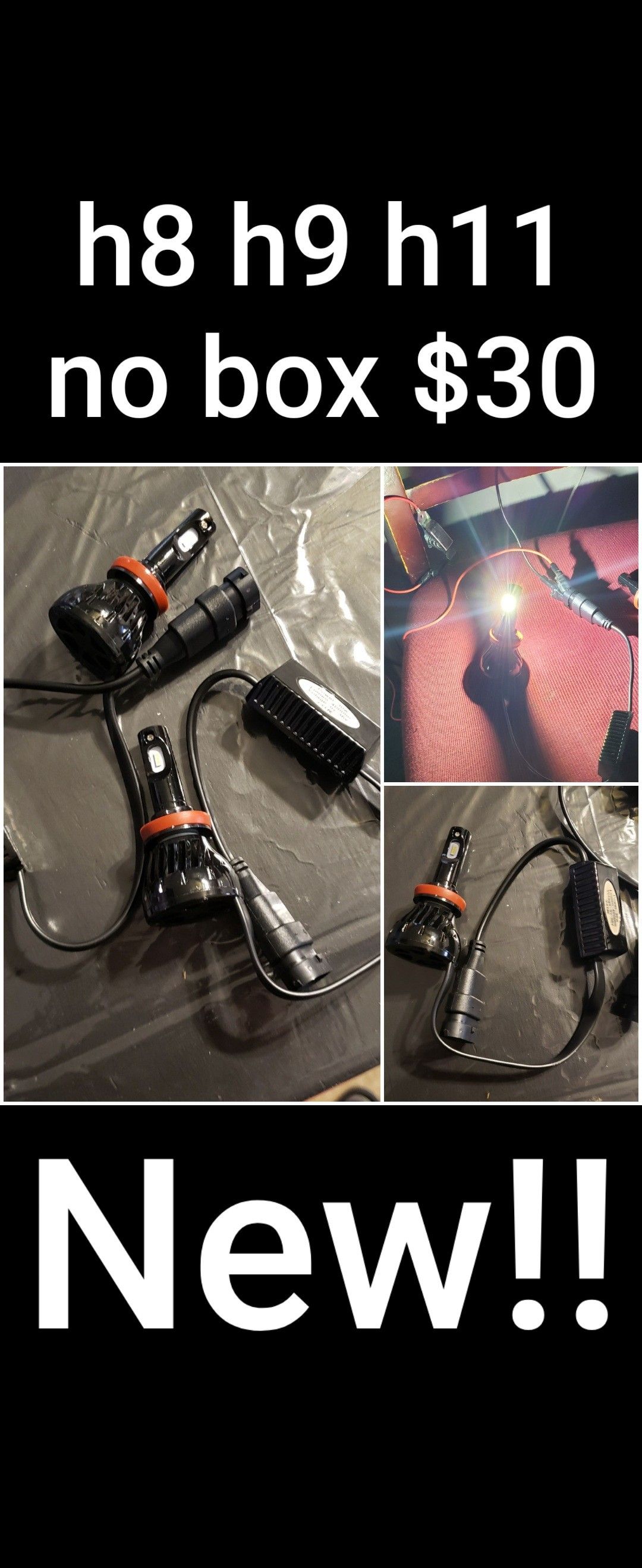 H8 h9 h11 led bulbs 6000k white! New no box! $30
