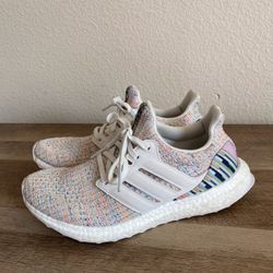 Women’s Adidas Ultra Boost 2019 White Multicolor Running Shoes (6 1/2)