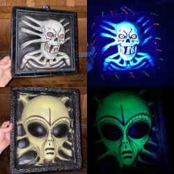 Rare 1994 R. Marino 3D Blacklight Glow In The Dark Alien & Skeleton $60 for the 2. Fremont pickup