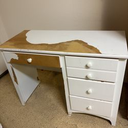 White Desk With 4 Drawers