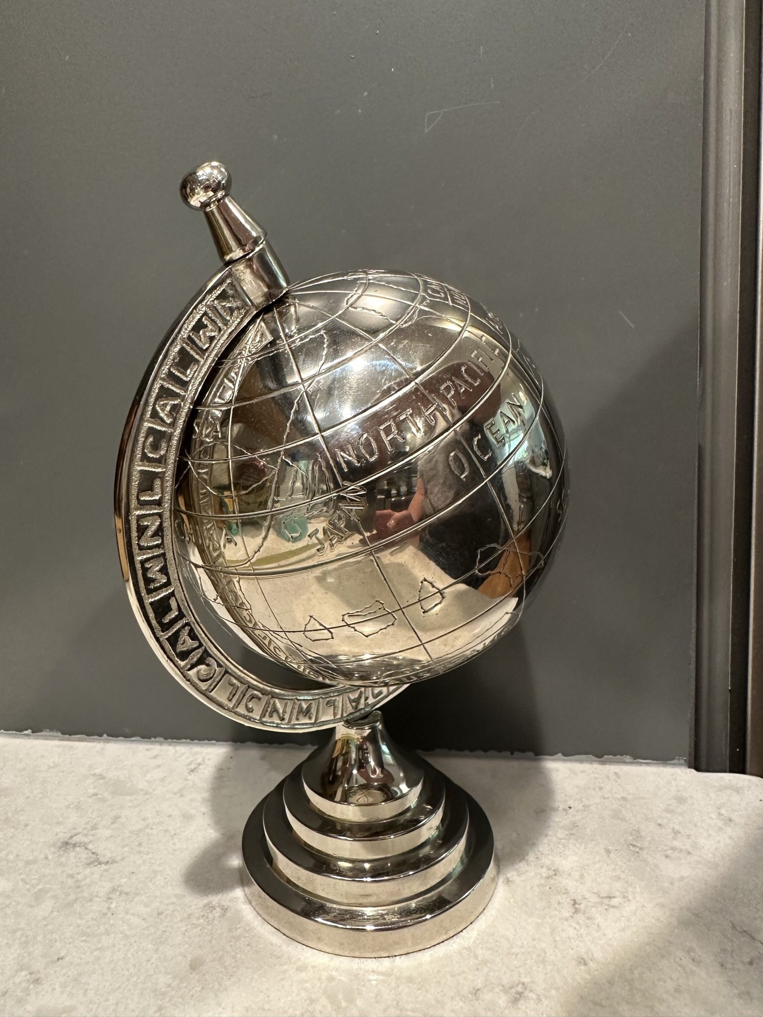 Handmade Nautical 8" Nickel World Globe Made In India