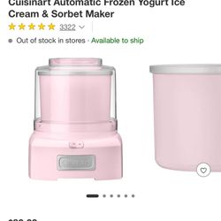 Ice Cream, Sorbet & Frozen Yogurt Machine—BARBIE-Pink Electric Cuisinart)