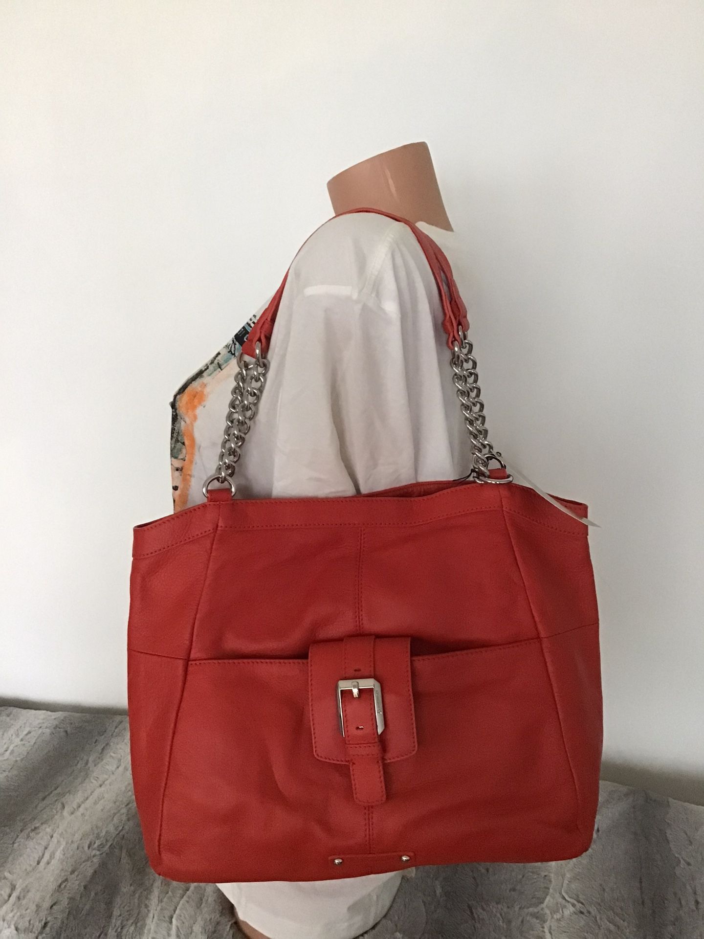 Makovsky Woman Red Leather Bag  Tote Brand New 