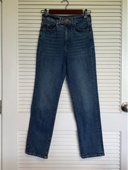 Express Super High-Rise Slim Leg Jeans - Dark Blue Denim
