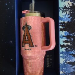 MLB Anaheim Angels Pink Studded Bling Colossal Tumbler 40oz