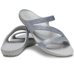 Crocs Kadee II glitter gray/silver slide sandals women’s Size 9W
