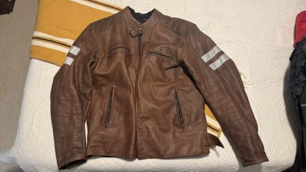 Leather Motorcycle Jacket with Armor and Liner